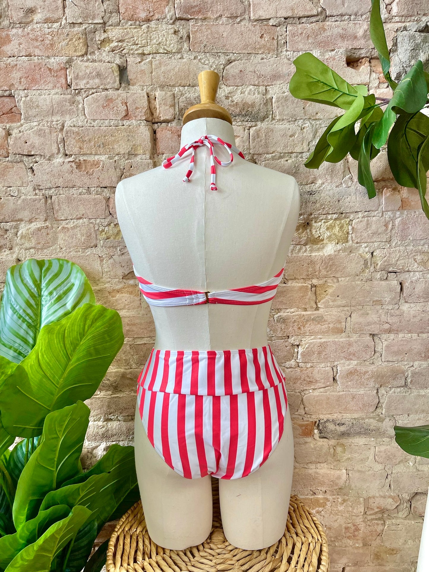 40% Off - Classic Red Striped Bikini