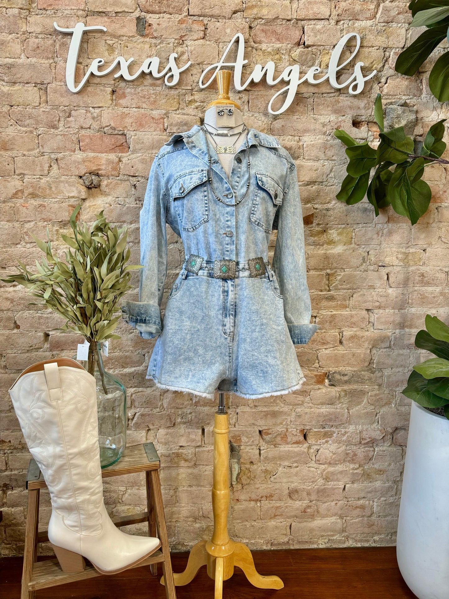 Slow Dance In The Dark Denim Romper