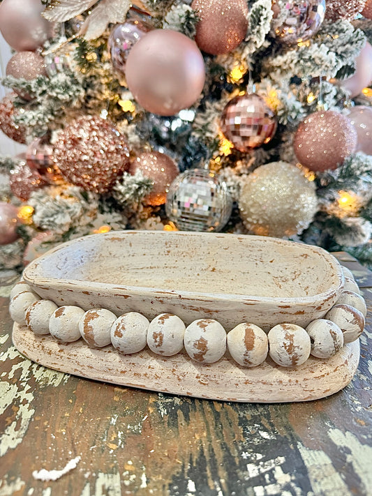 Clay Rectangular Beaded Bowl