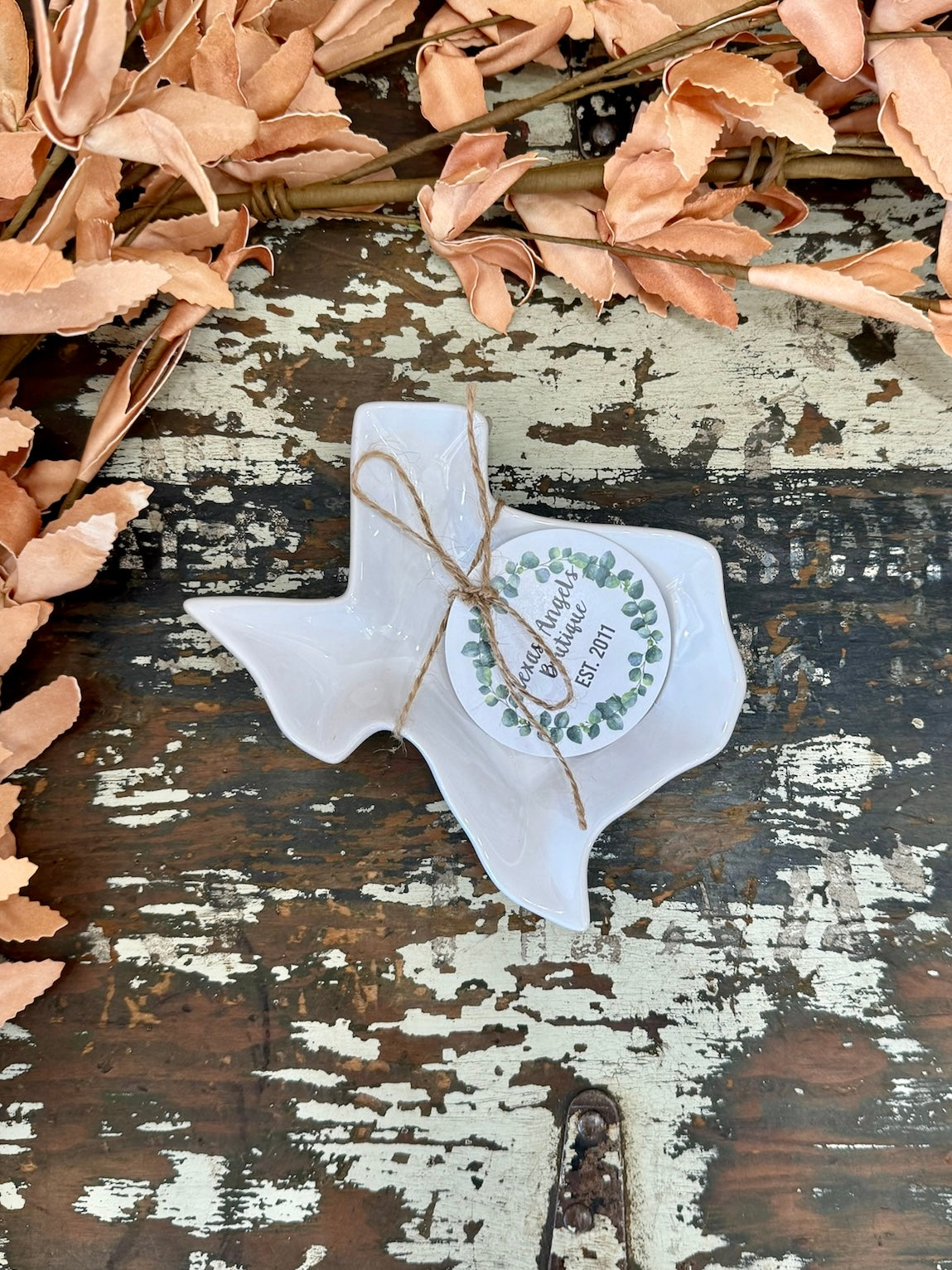 Small White Texas Shaped Platter