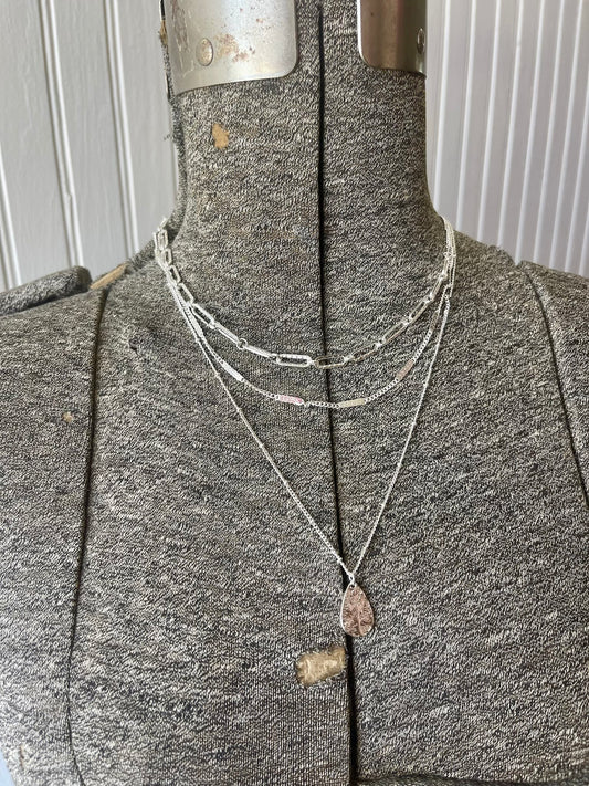 Silver Teardrop Layered Necklace