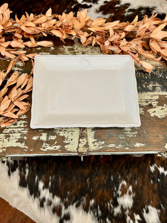 Small White Square Texas Platter