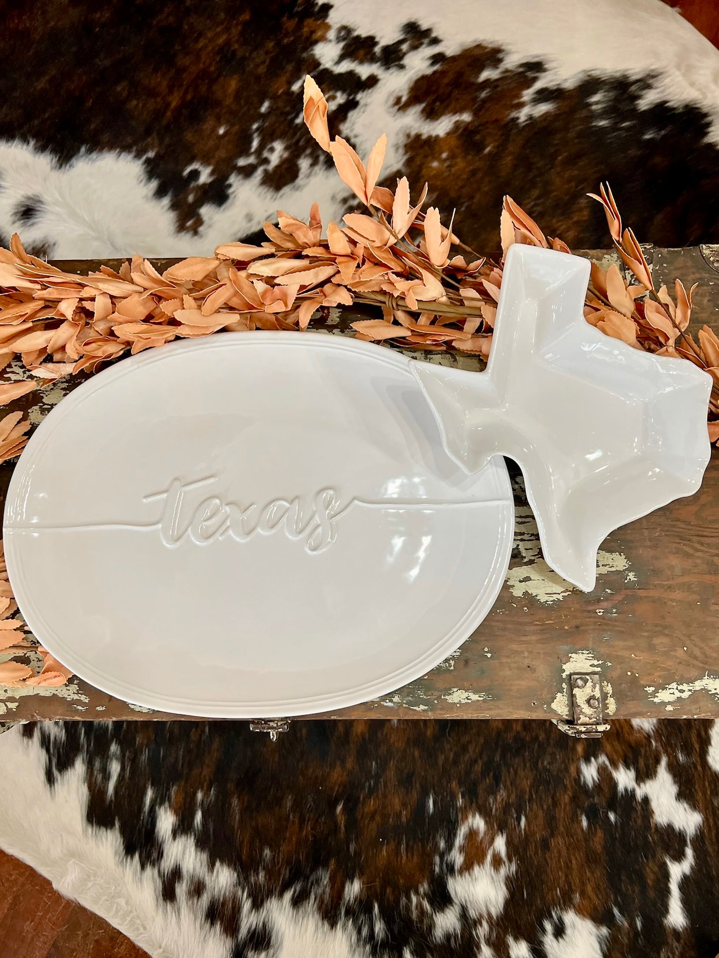 White Oval Texas Platter