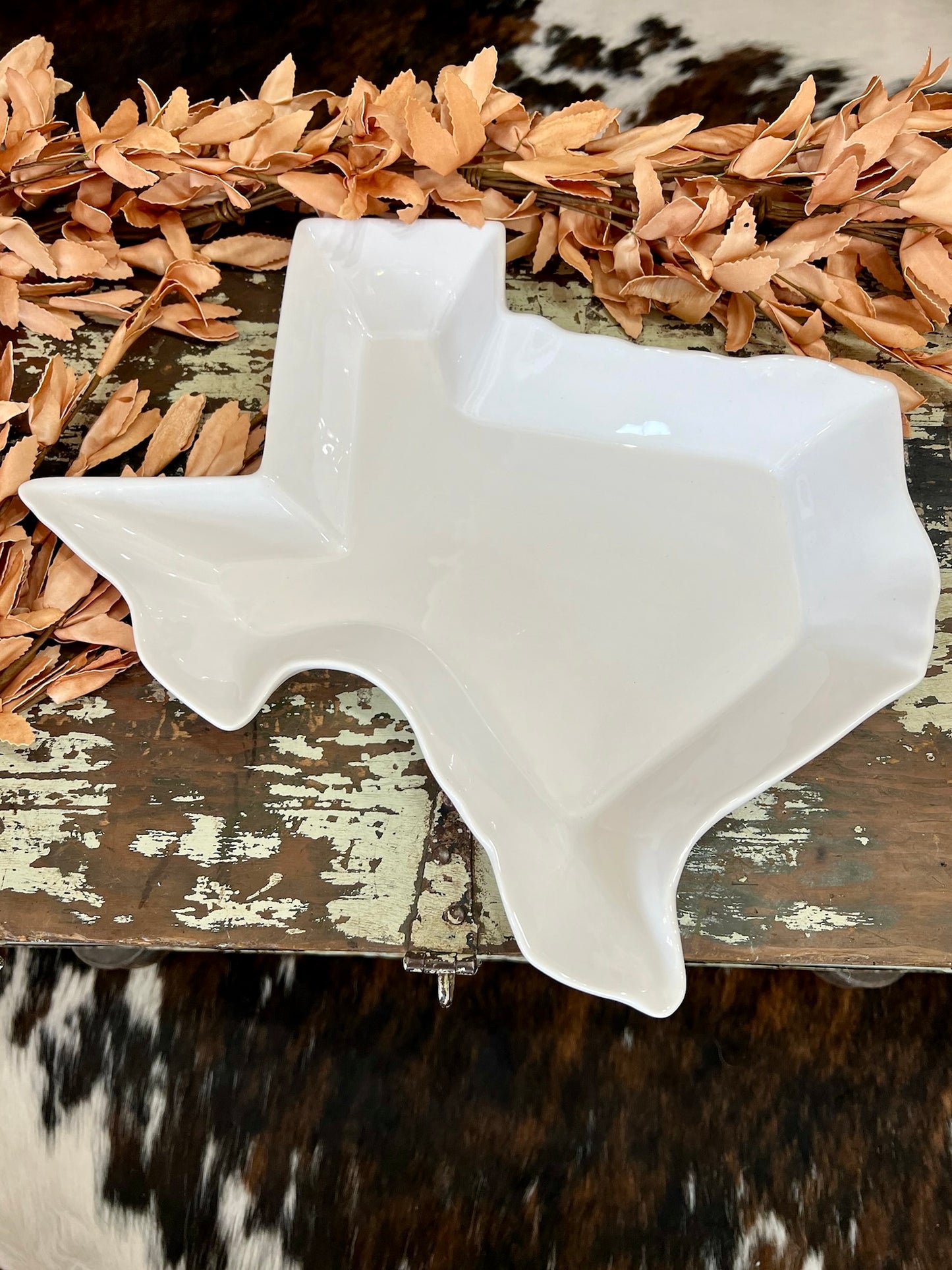 Large White Texas Shaped Platter