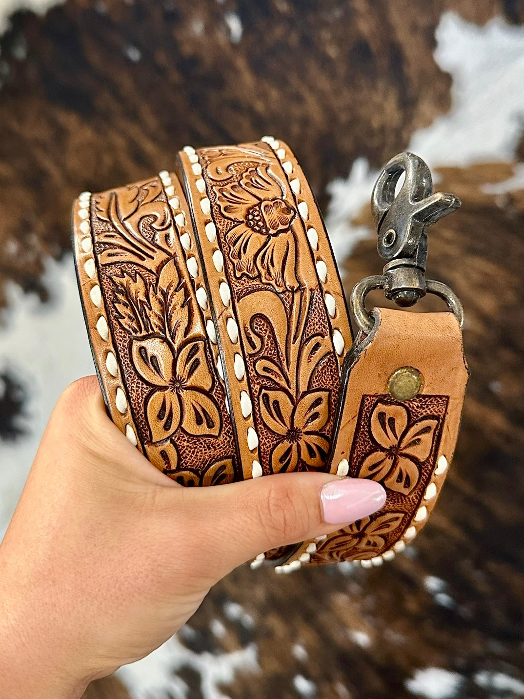 American Darling Tooled Leather Purse Strap