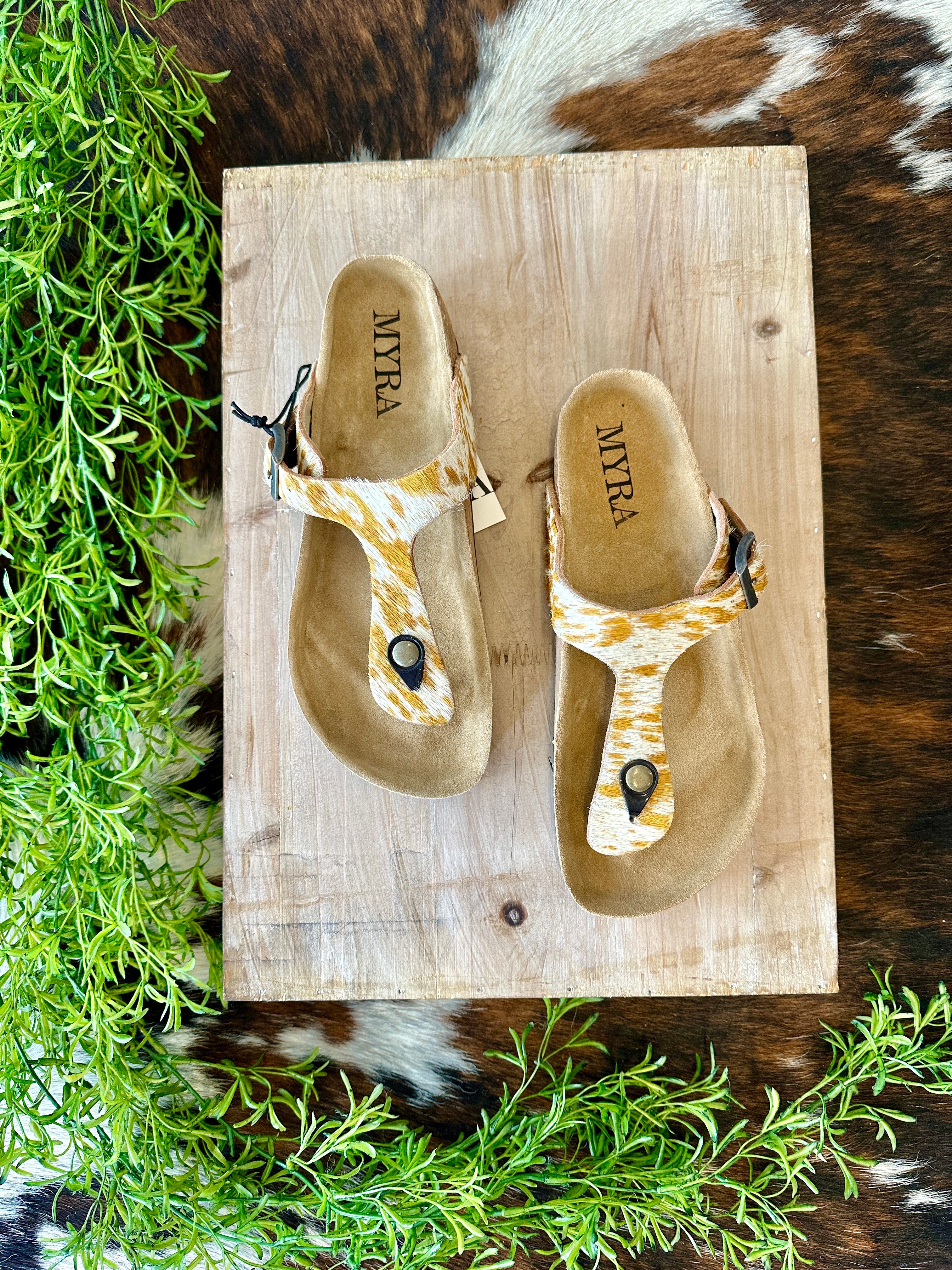 MYRA Cowhide Sandals Texas Angels