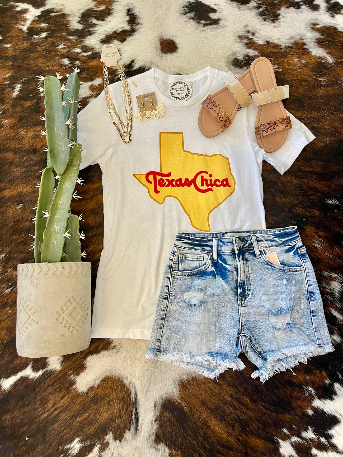 50% Off - Texas Chica White Graphic Tee