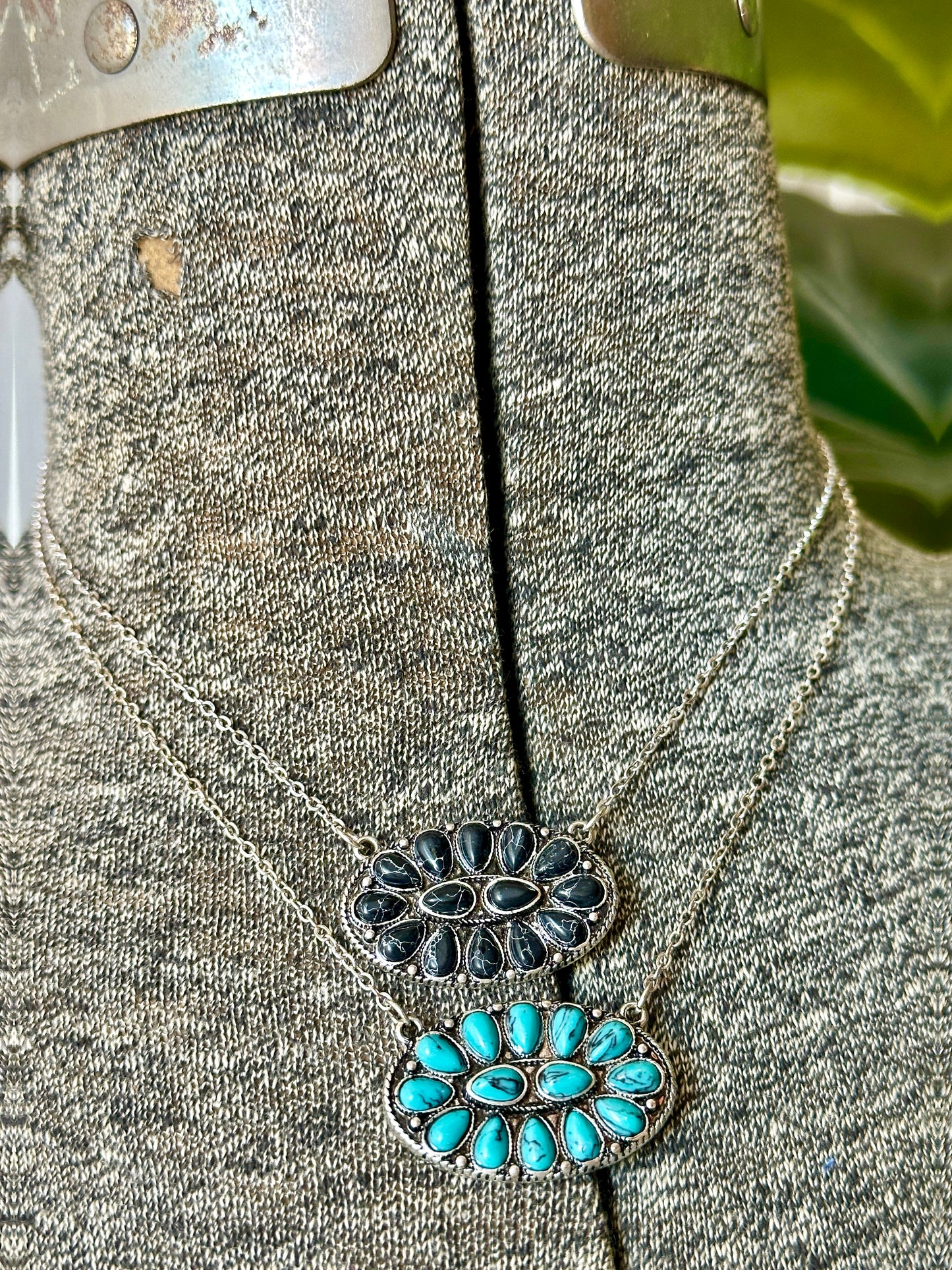 Black & Turquoise Oval Necklaces