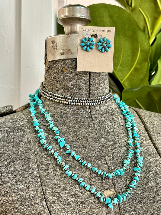 Long Single Strand Turquoise Necklace