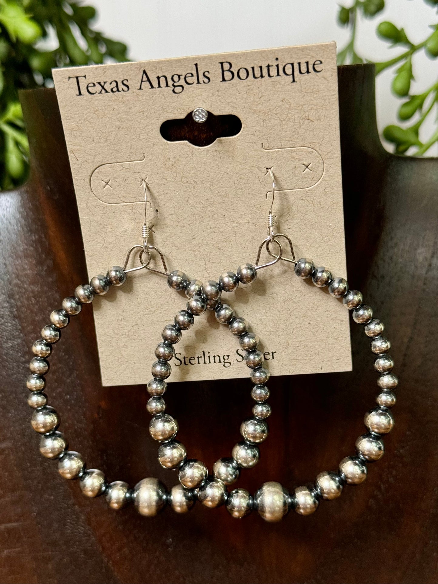 Sterling Silver Navajo Pearl Hoop Earrings