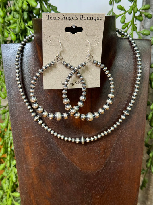 14"L Sterling Silver Navajo Pearl Necklace