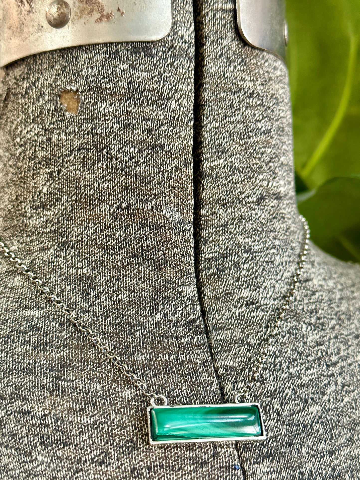 Sterling Silver Genuine Turquoise Bar Necklace