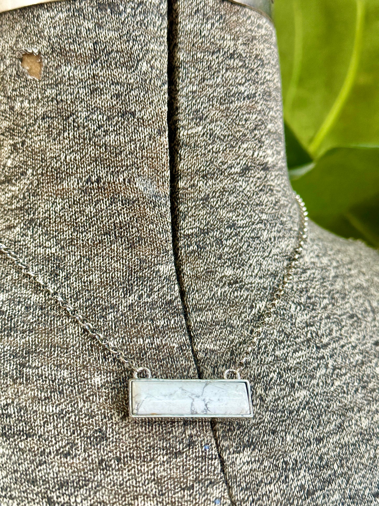 Sterling Silver White Buffalo Bar Necklace