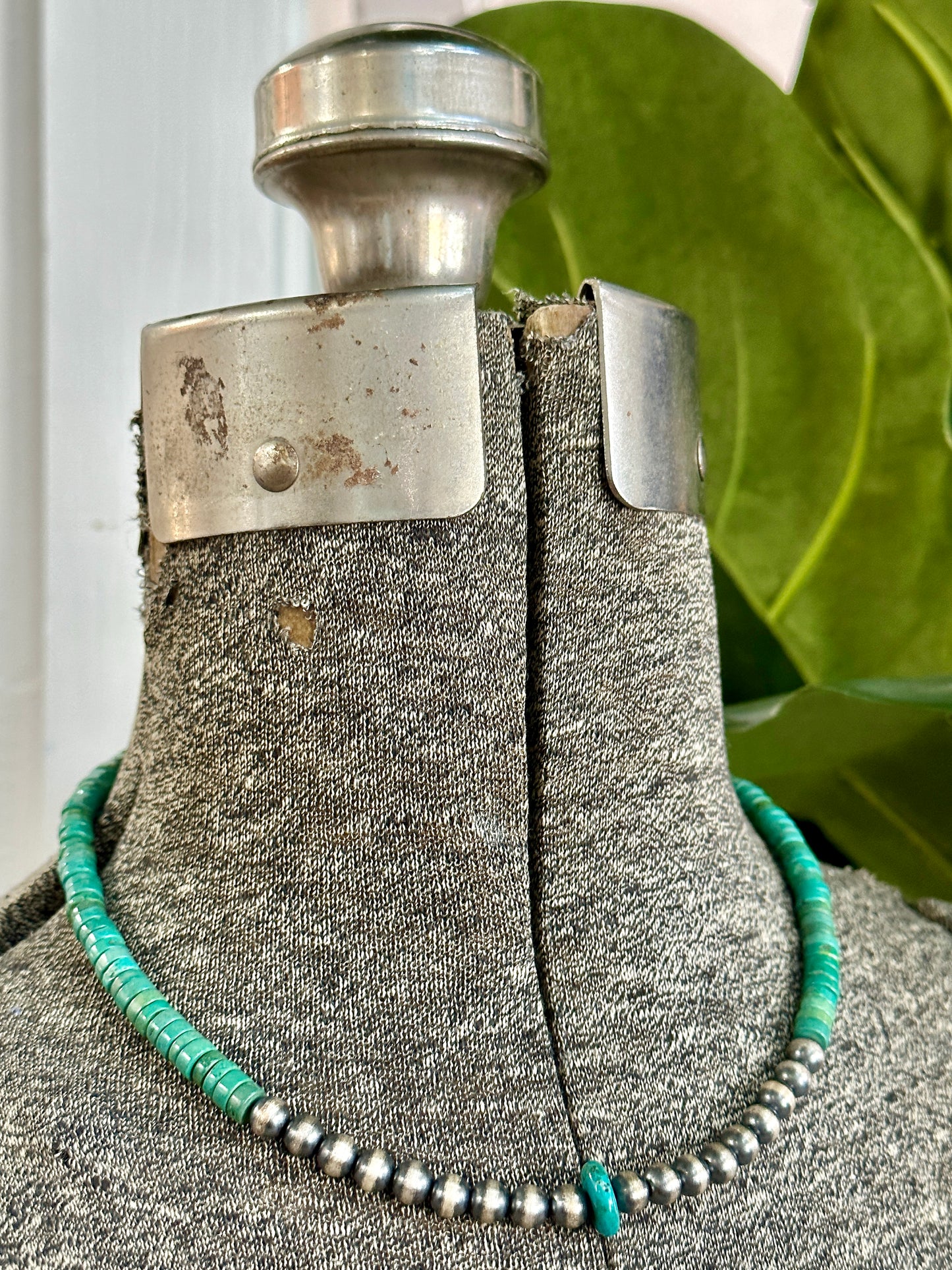 Genuine Turquoise & Sterling Silver Navajo Pearls Necklace