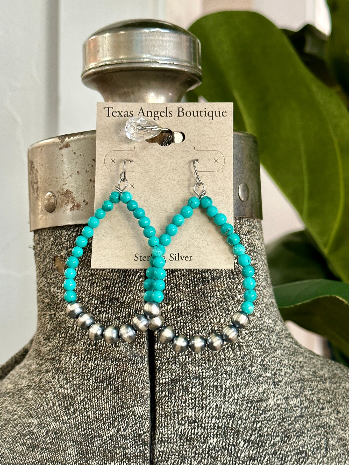 Genuine Turquoise & Sterling Silver Navajo Pearls Earrings