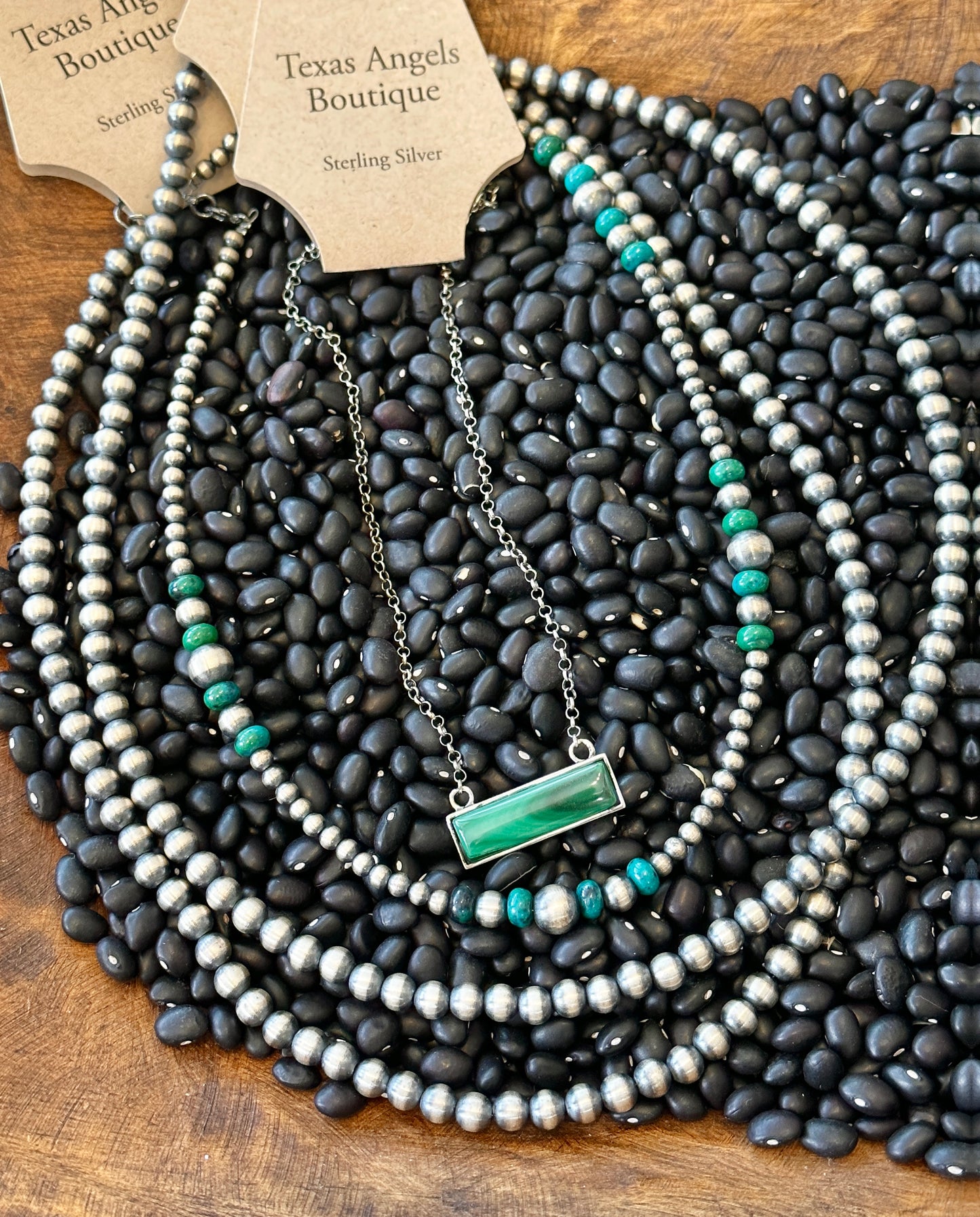 Genuine Turquoise & Sterling Silver Navajo Pearls Necklace