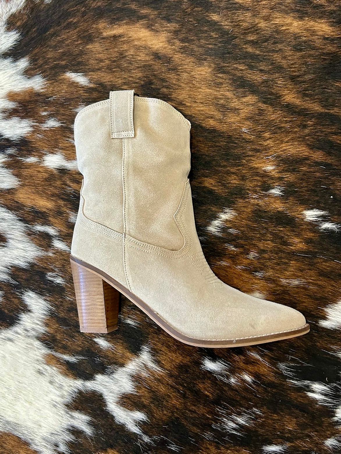 MYRA Suede Leather Ivory Booties