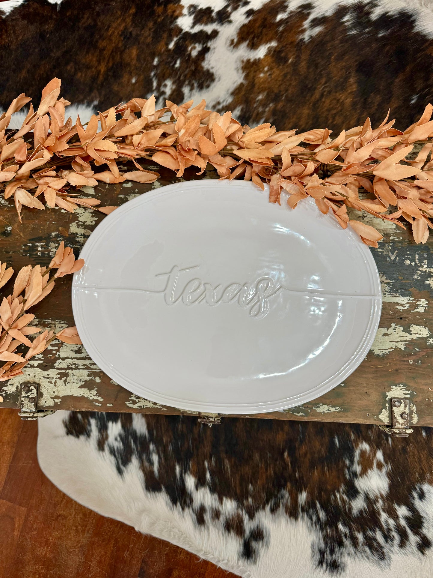 White Oval Texas Platter