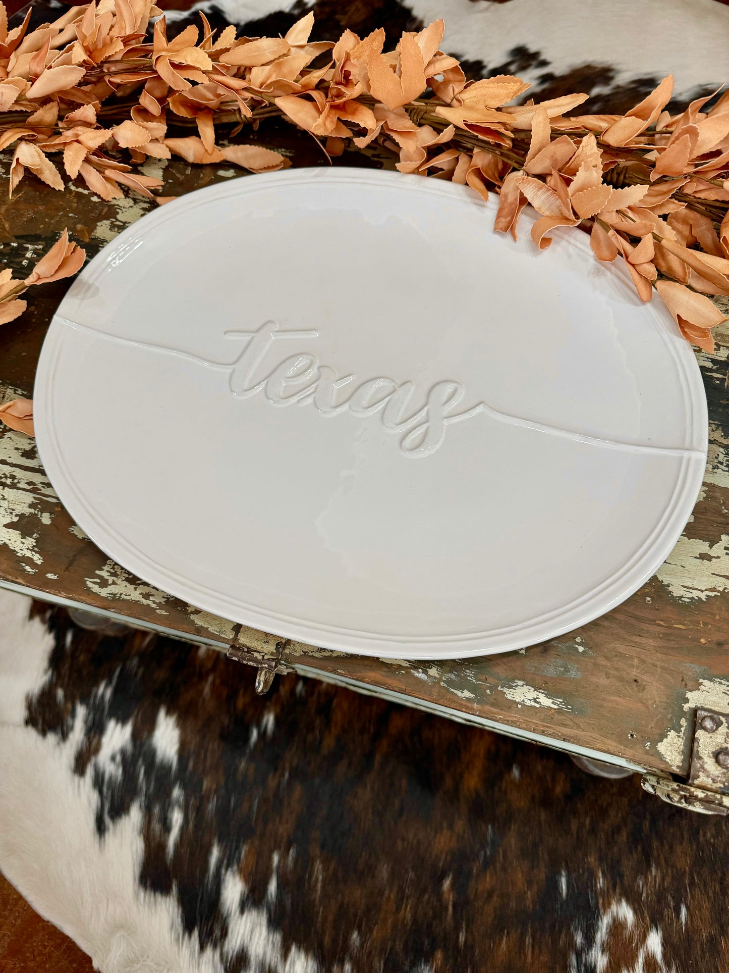 White Oval Texas Platter