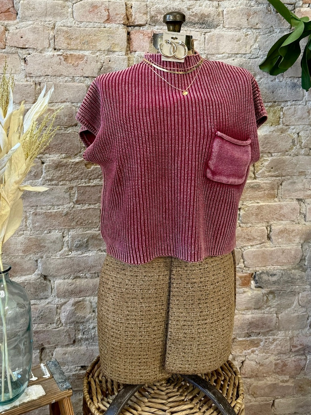 By The Campfire Burgundy Knit Crop Top