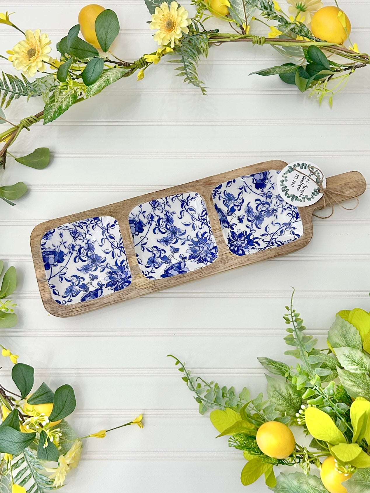 Blue Willow Wooden Serving Trey