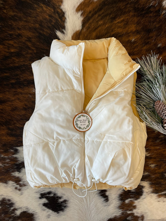 You're Right Reservable Ivory/Camel Puffer Vest