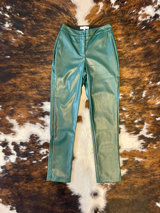 60% Off - Happy Girl Hunter Green Pleather Pants