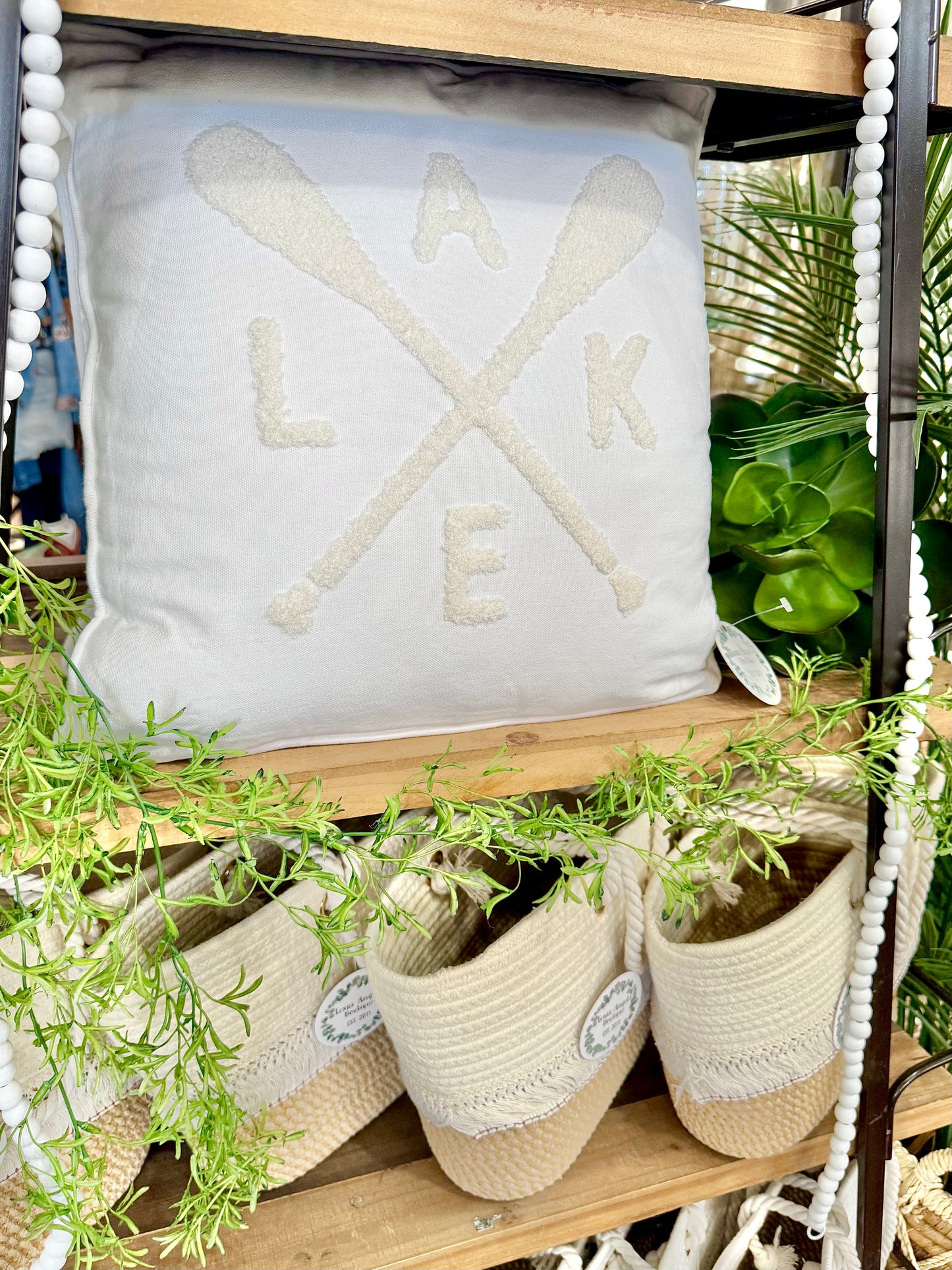 White Embroidered Lake Pillow