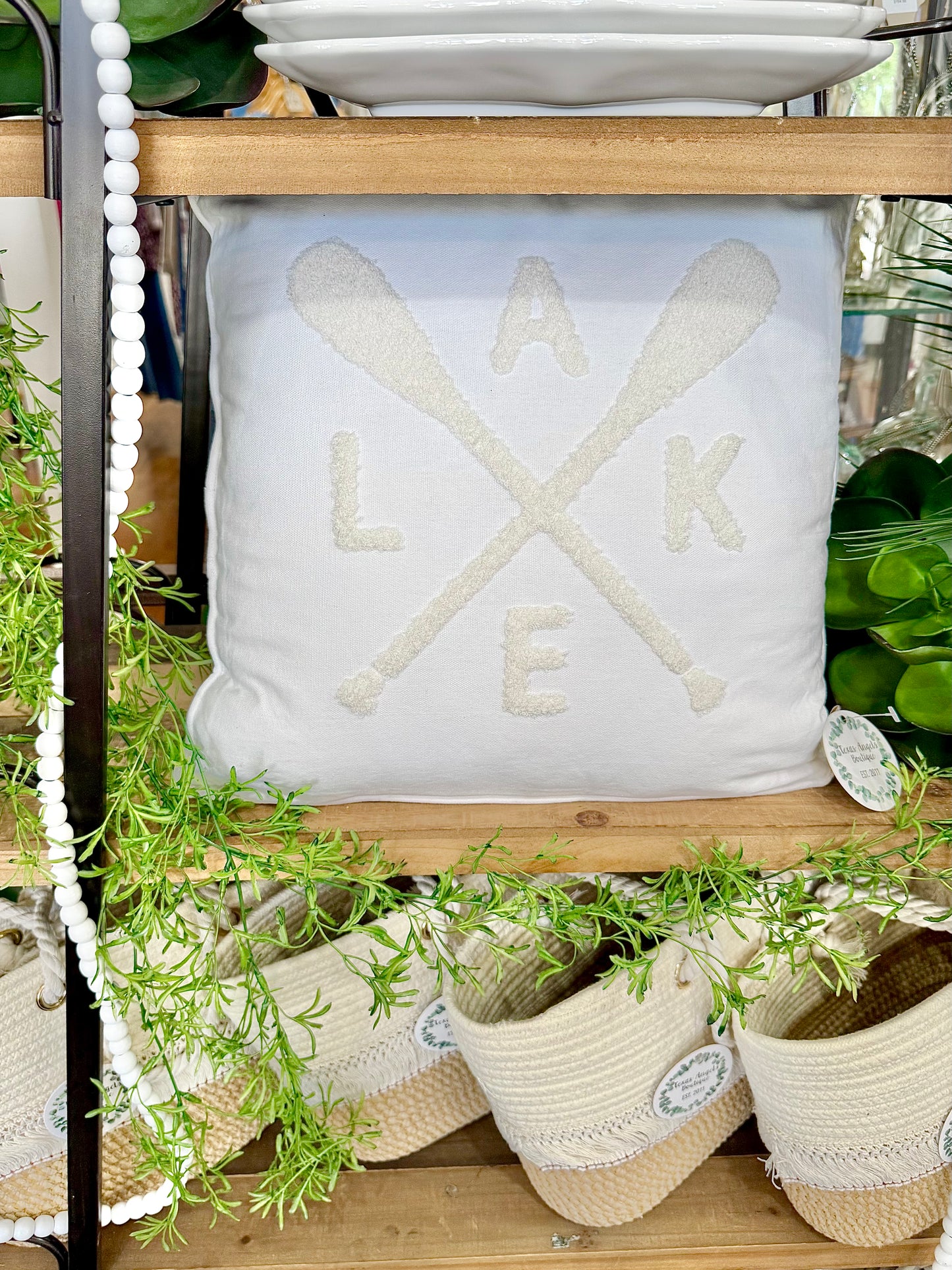 White Embroidered Lake Pillow