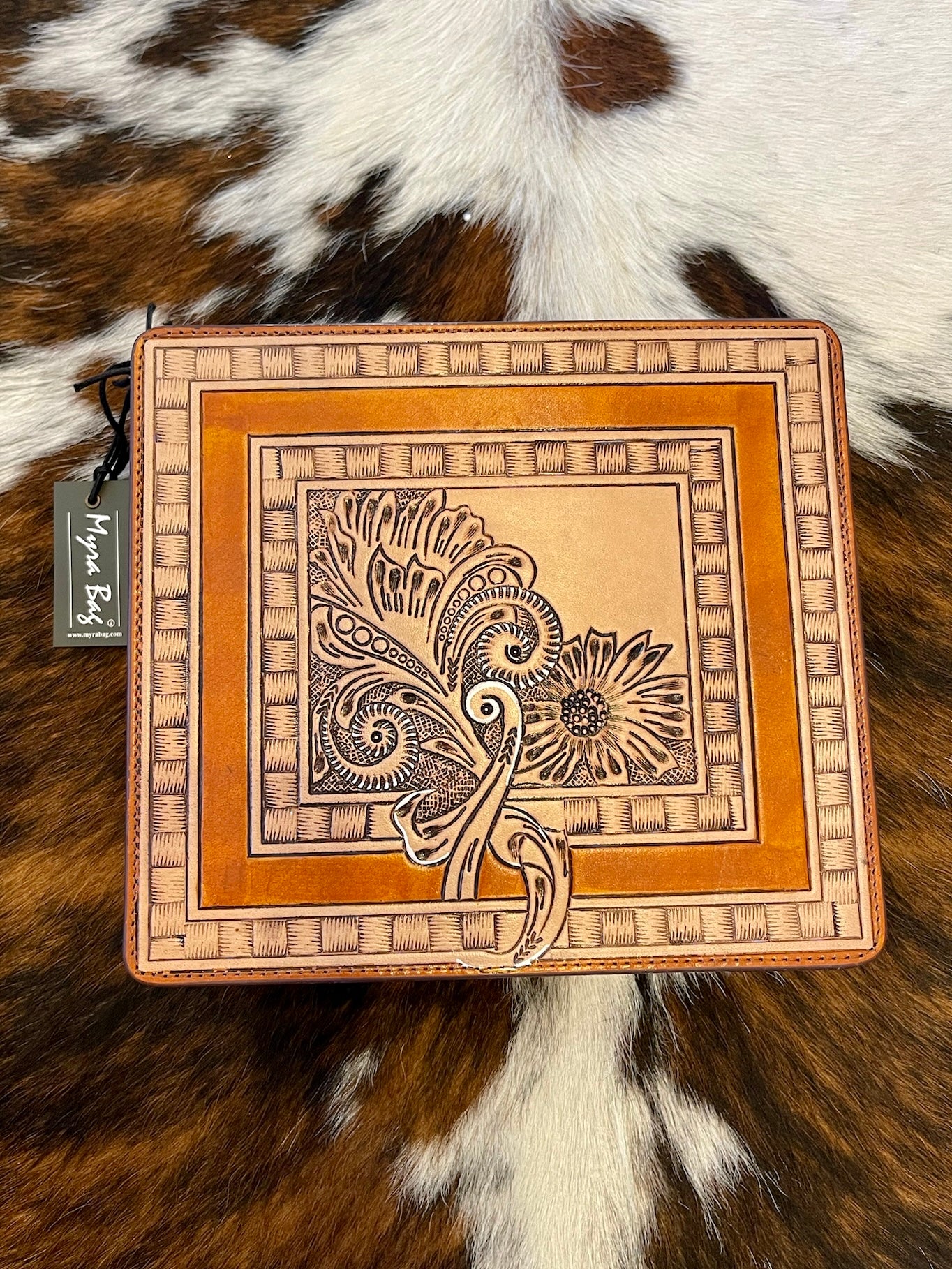 MYRA Tooled Leather Jewelry Box