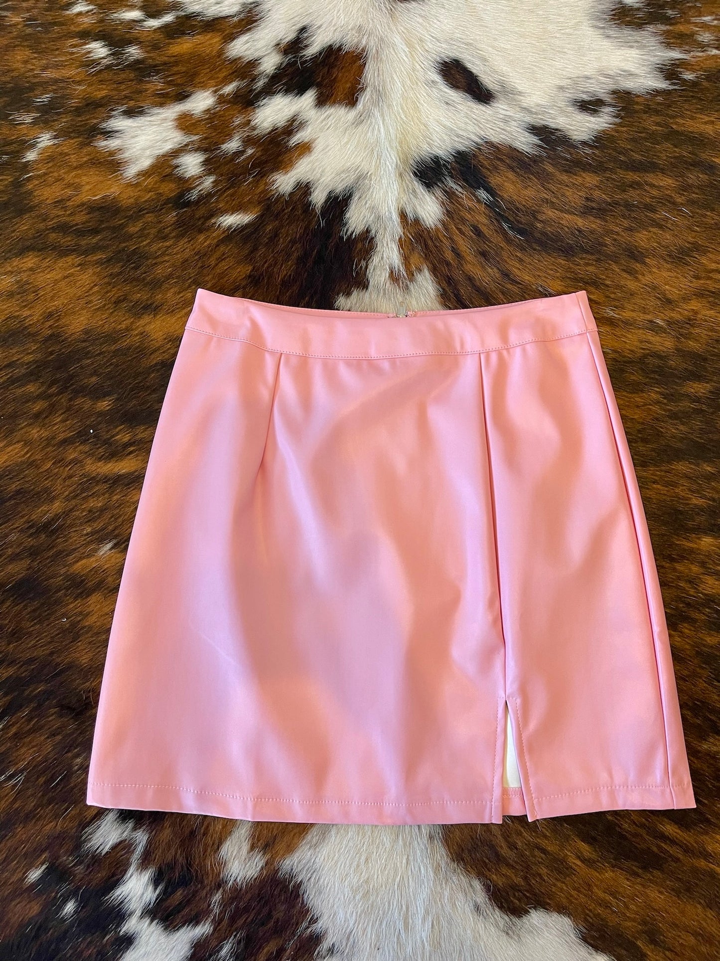 Please & Thank You Pink Pleather Skirt