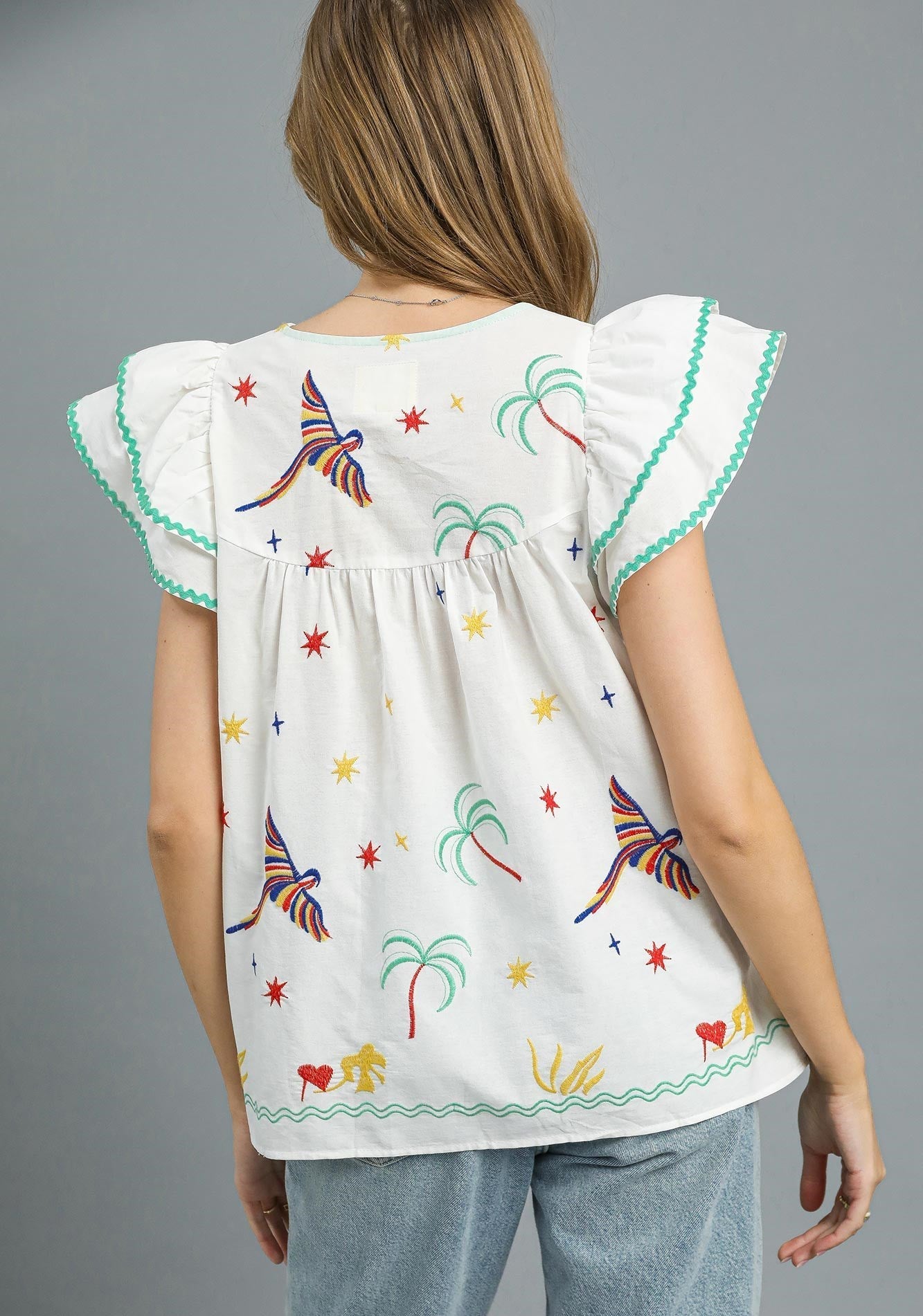 40% Off - Ocean Front Property Off White Embroidered Blouse