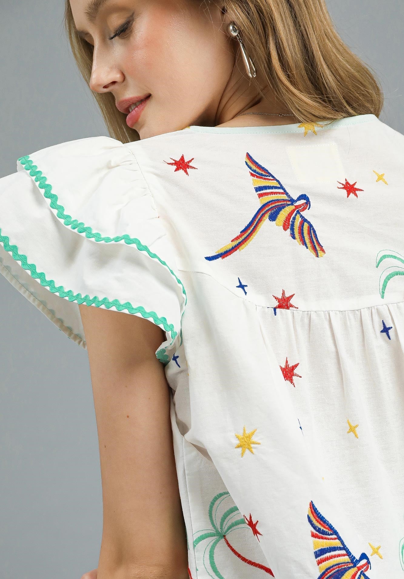 40% Off - Ocean Front Property Off White Embroidered Blouse