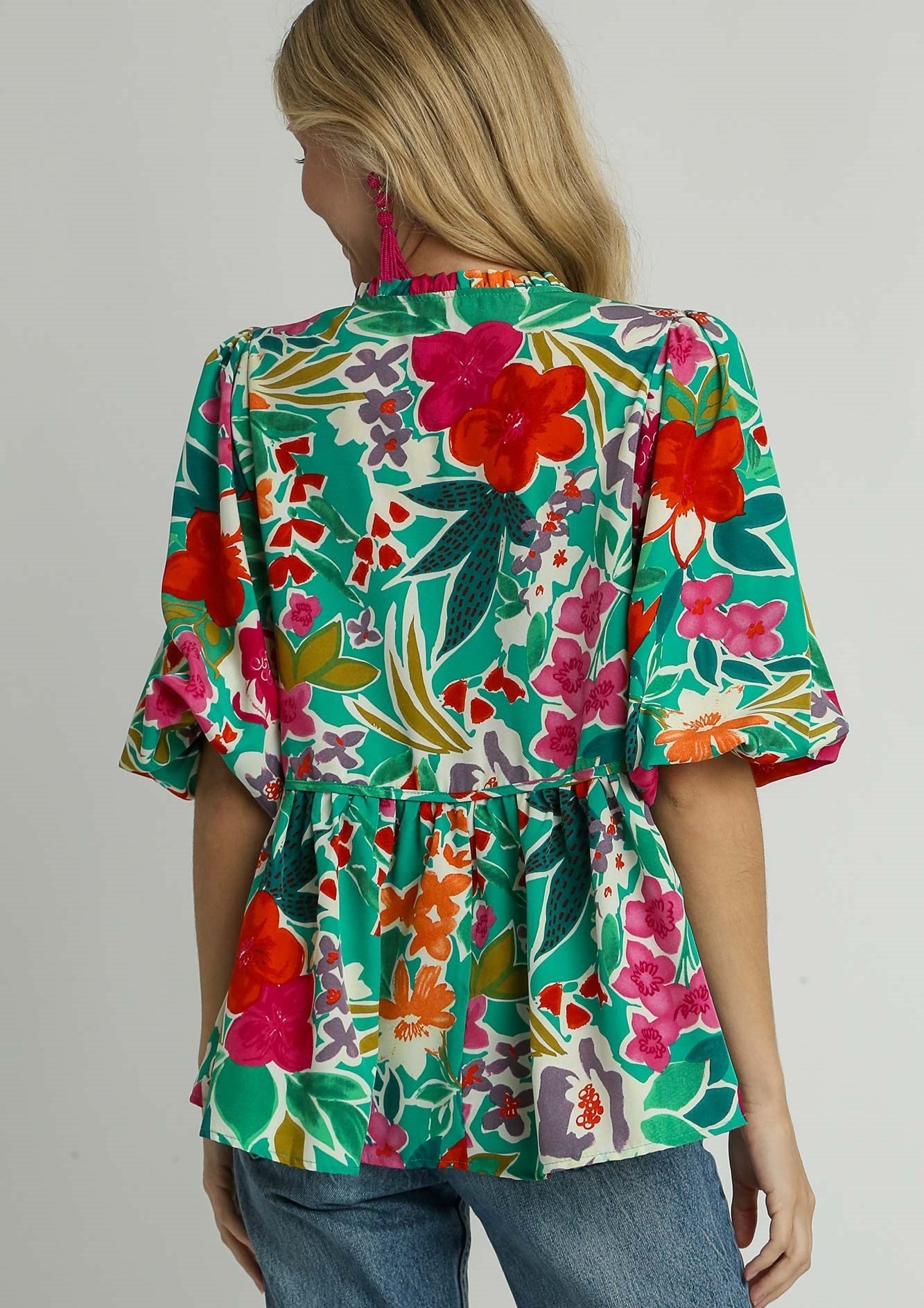50% Off - Forever Your Friend Green Floral Blouse