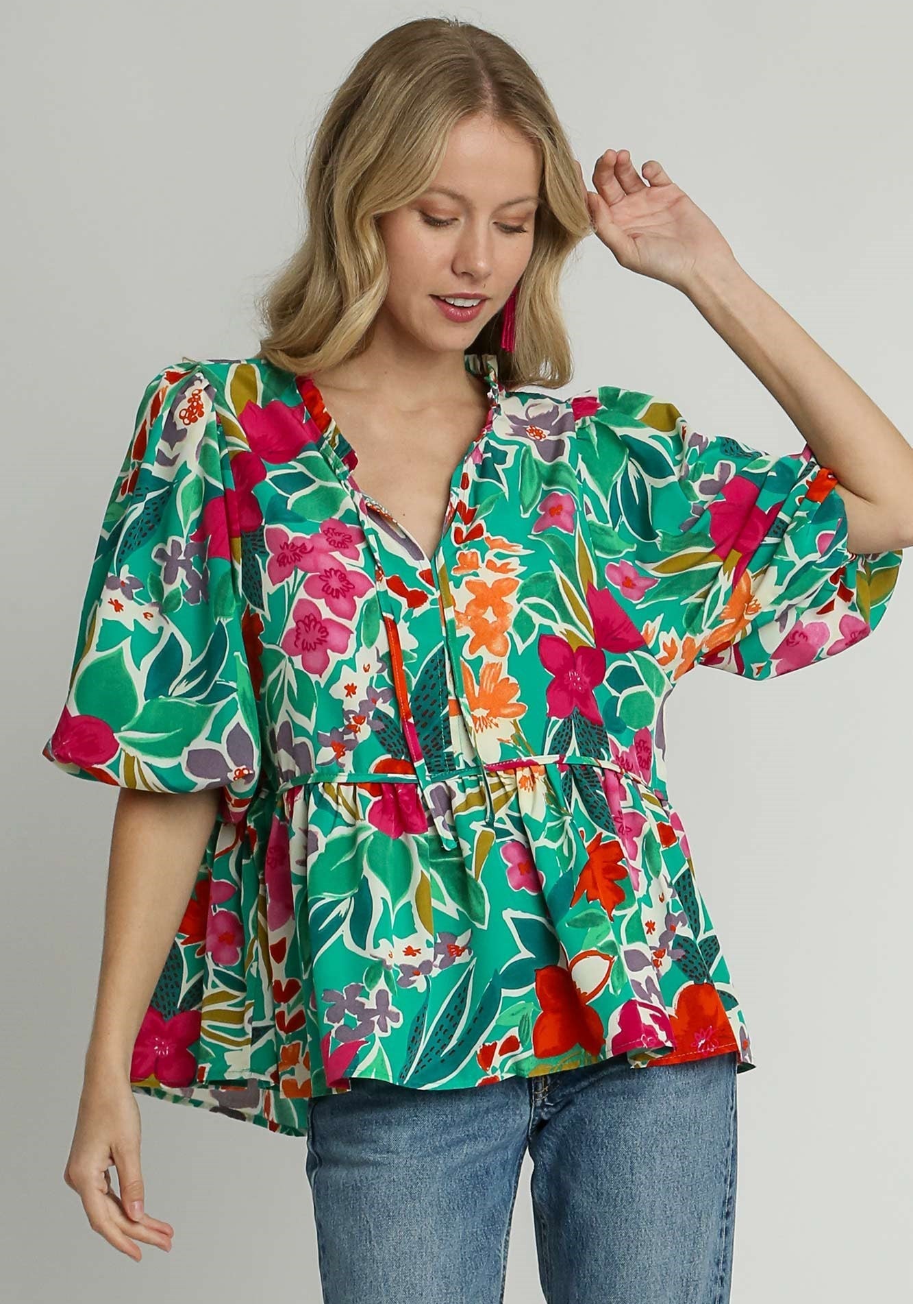 50% Off - Forever Your Friend Green Floral Blouse
