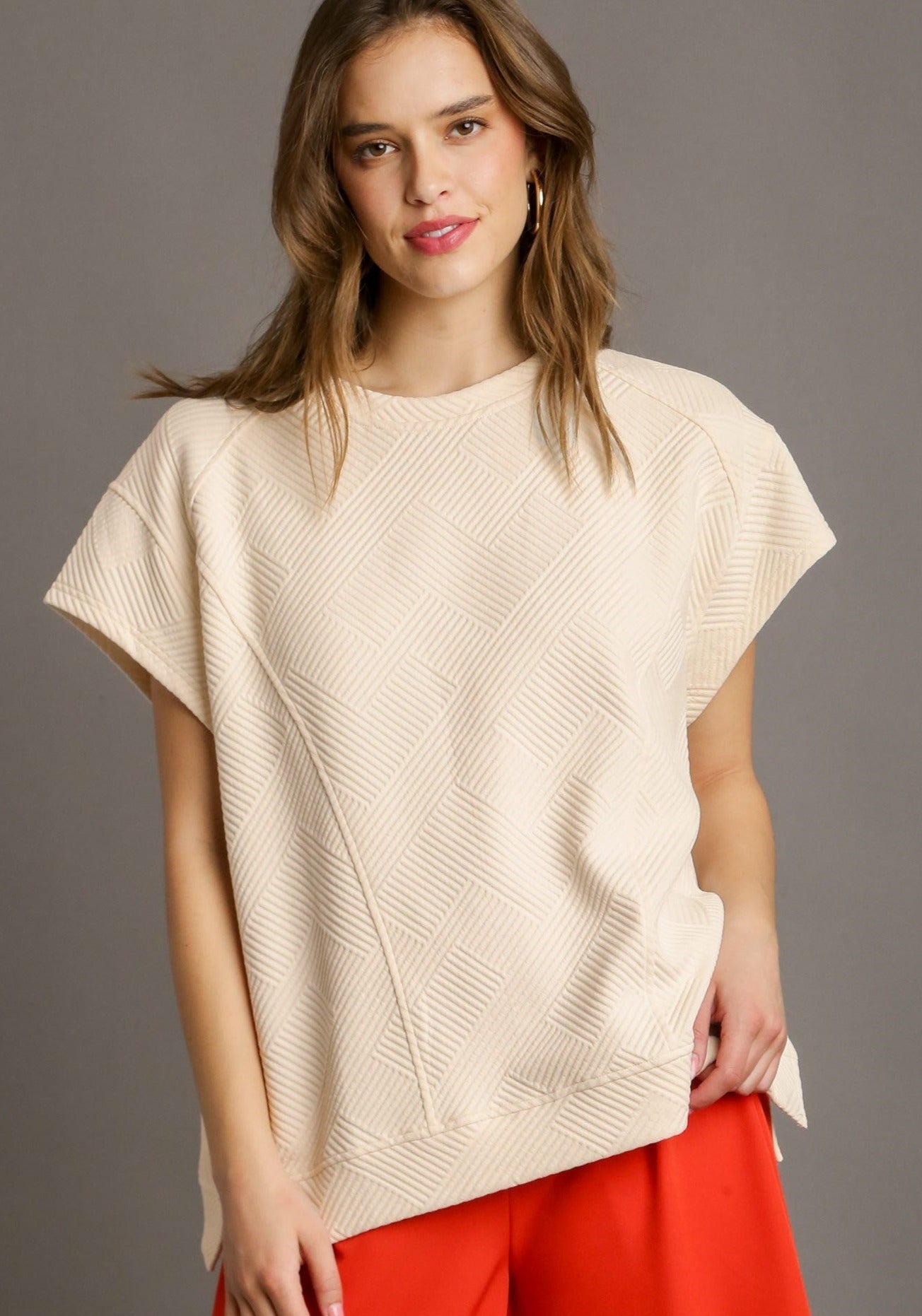 40% Off - Anything But Basic Beige Lounge Top