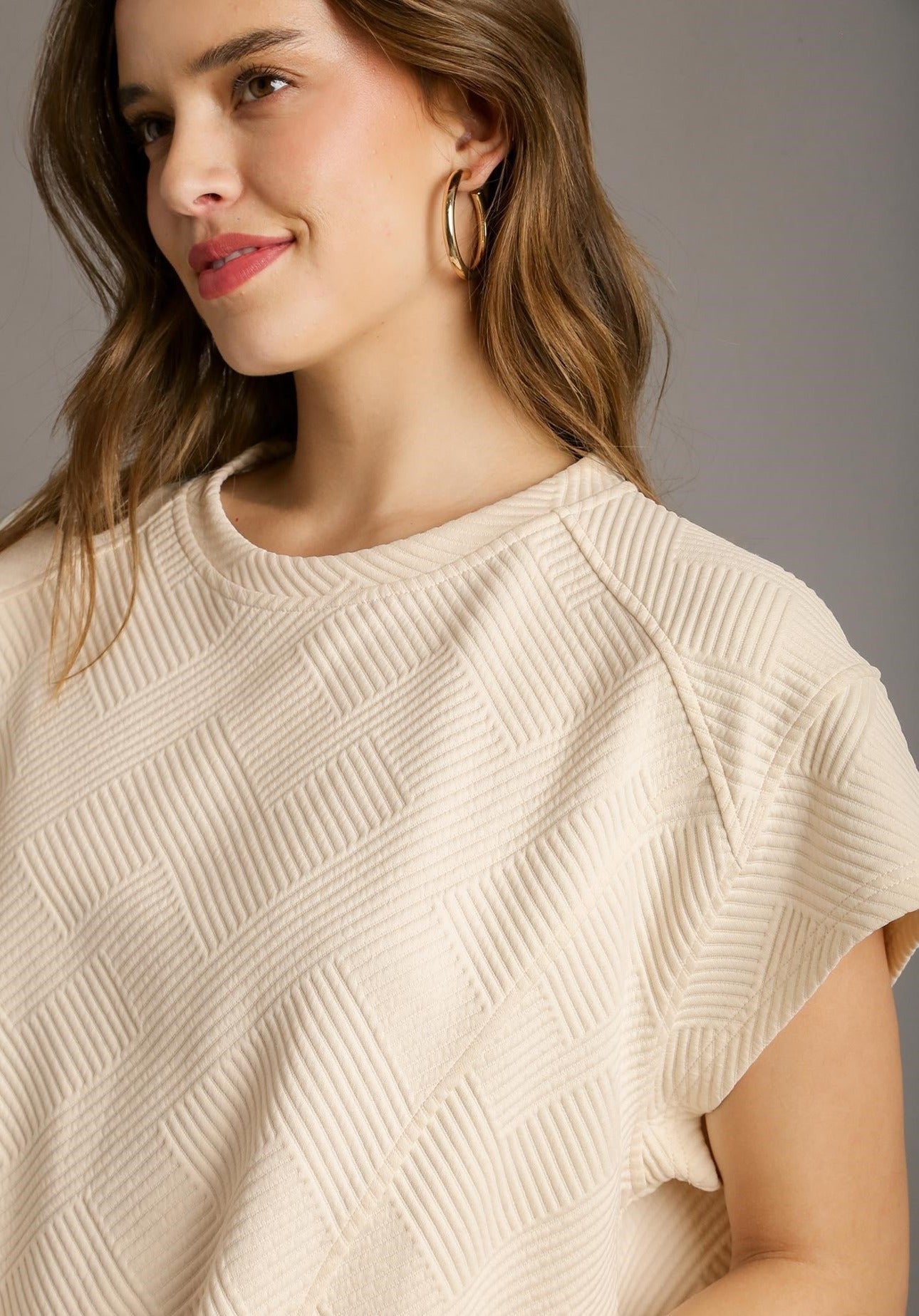 40% Off - Anything But Basic Beige Lounge Top