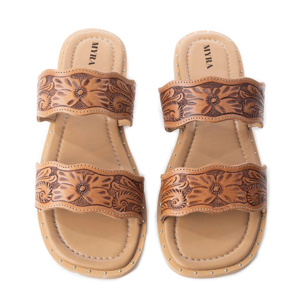 MYRA Tooled Leather Sandals