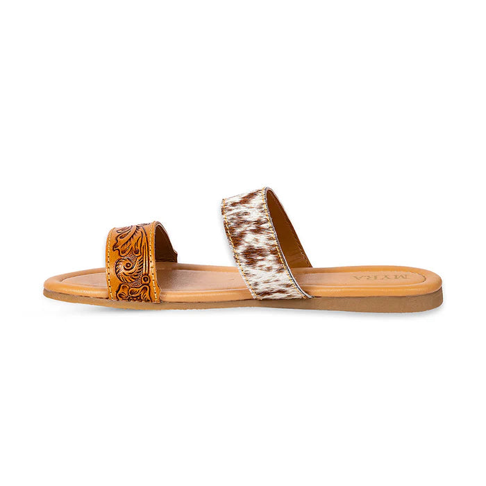 MYRA Cowhide & Tooled Leather Sandals
