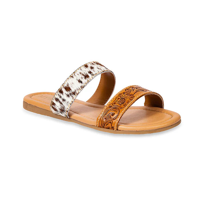 MYRA Cowhide & Tooled Leather Sandals