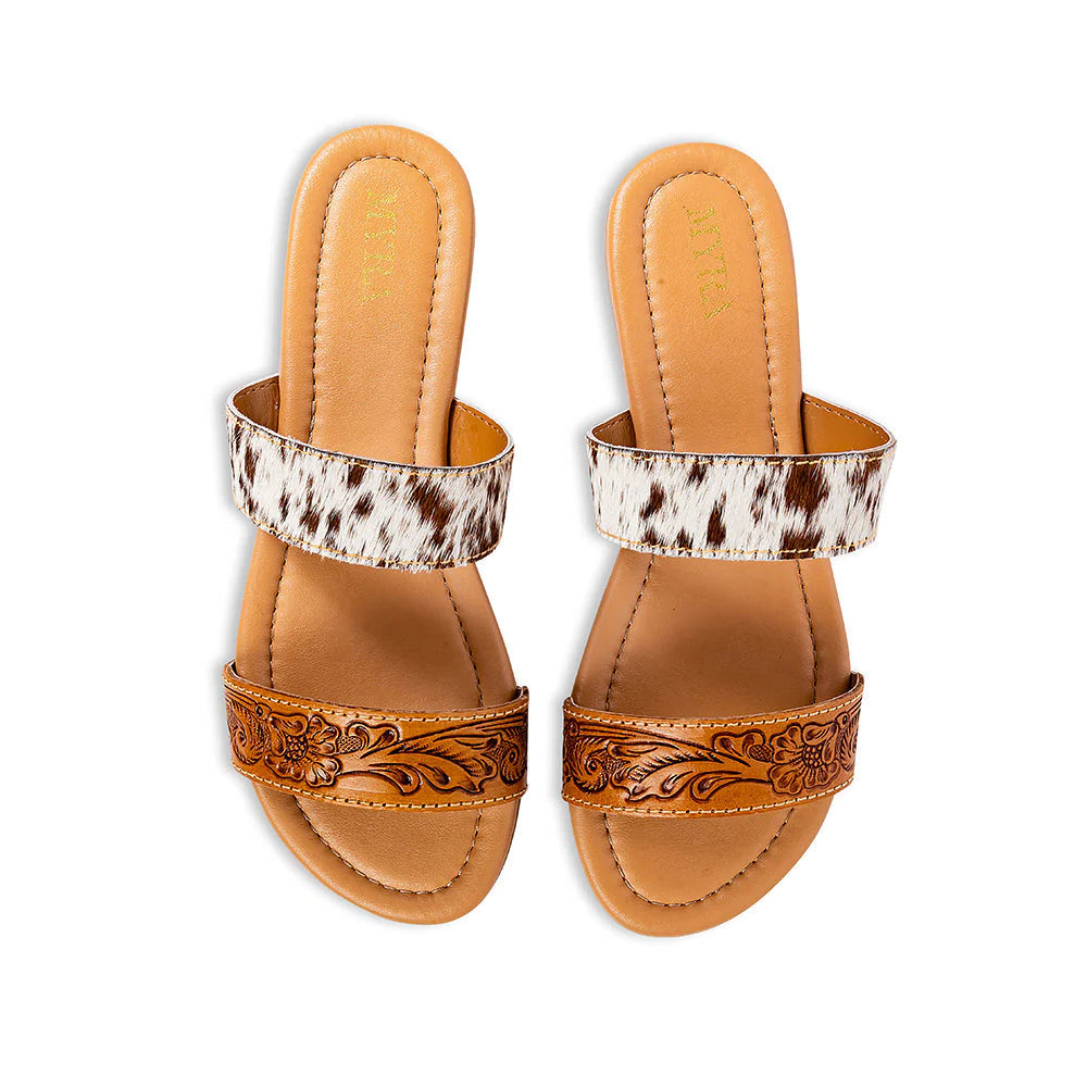 MYRA Cowhide & Tooled Leather Sandals