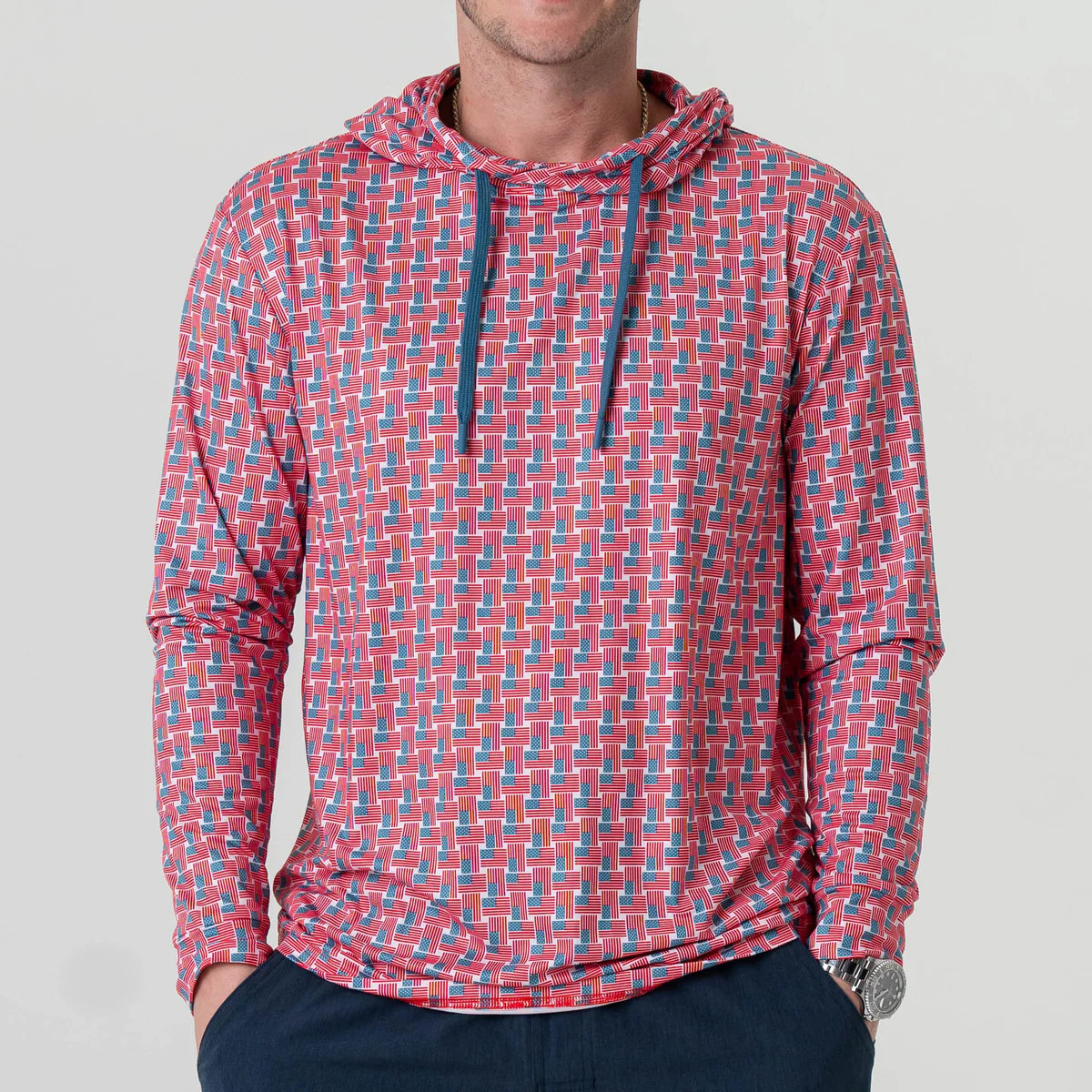 American Flag Print Burlebo Performance Hoodie