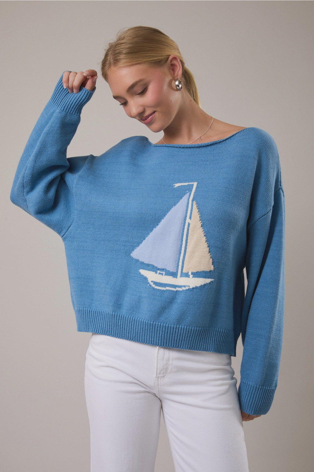 Smooth Sailing Blue Boat Sweater