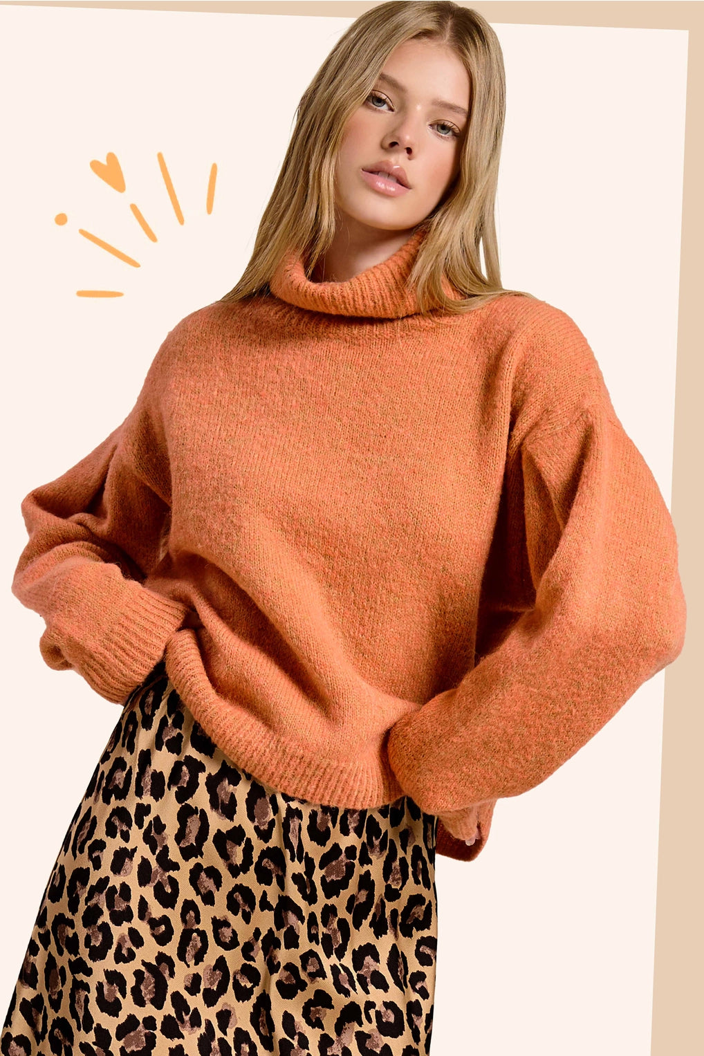 Thankful Orange Turtleneck Sweater