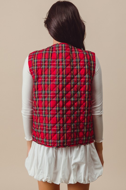 A Very Merry Christmas Red Plaid Quilted Vest