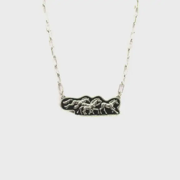 Wild Horses Silver Necklace