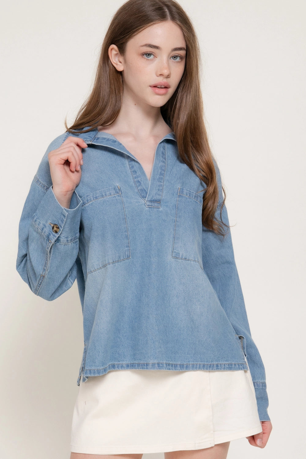 Gone Bird Hunting Chambray Blouse