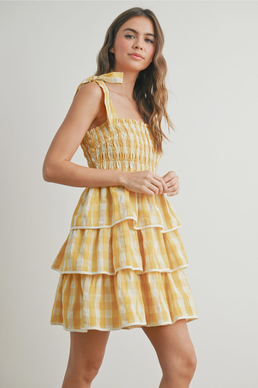 RESTOCK Let's Plan A Picnic Yellow Plaid Dress