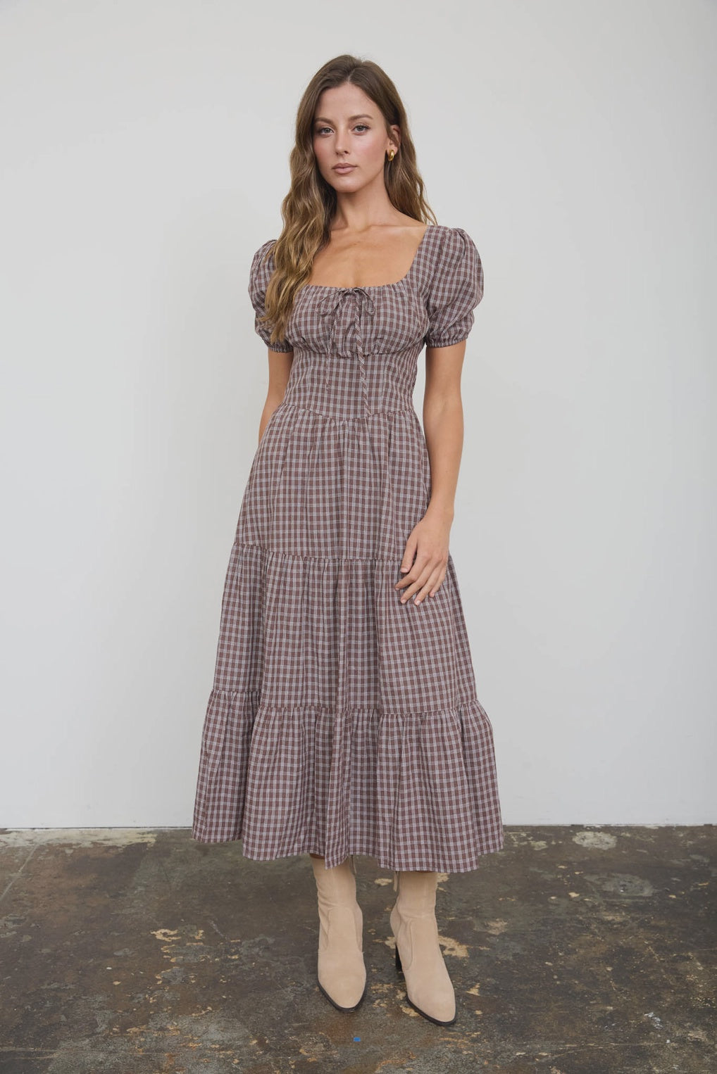 Corn Maze Brown Mid Maxi Dress