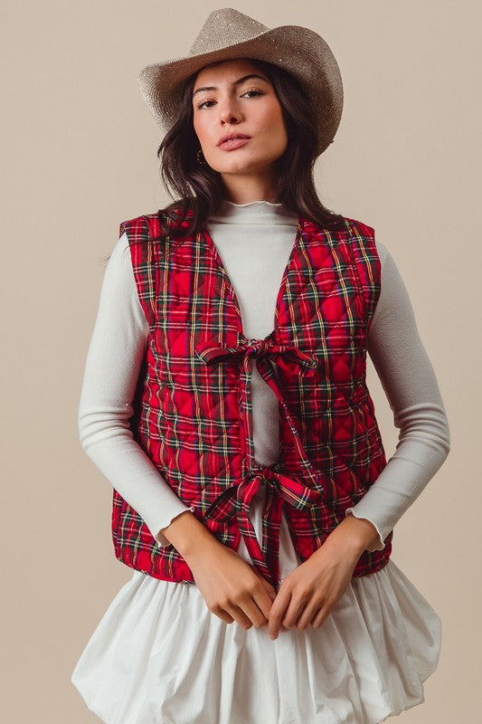 A Very Merry Christmas Red Plaid Quilted Vest